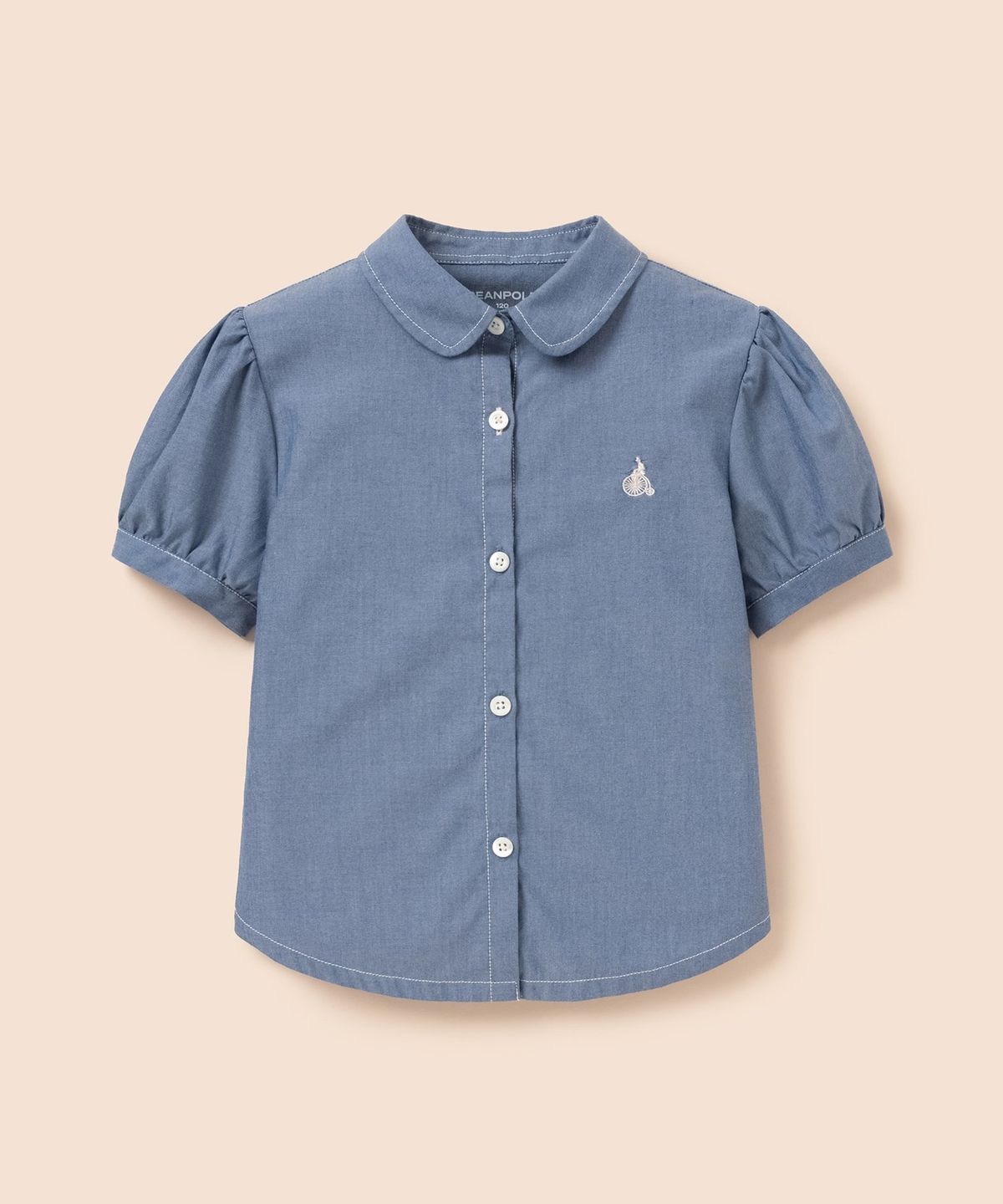 빈폴 키즈(BEANPOLE KIDS) [Essential] 여아 샴브레이 반소매 셔츠 - 스카이 블루 (BI6365GE2Q)