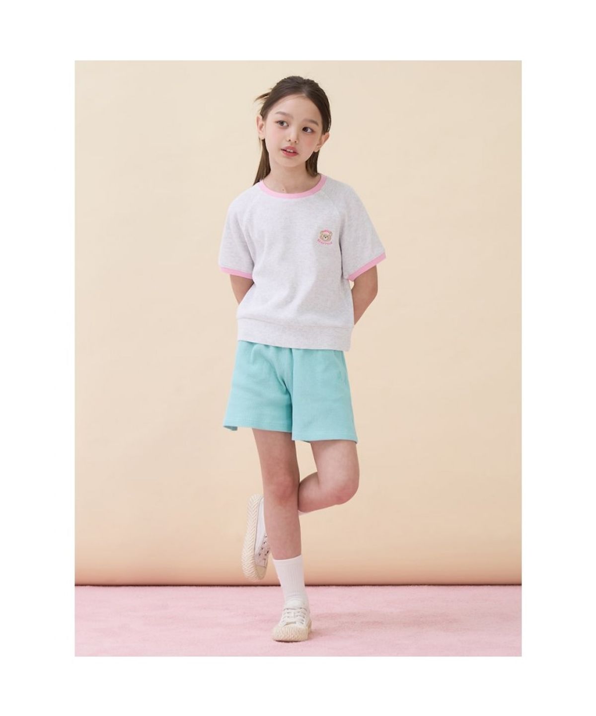 빈폴 키즈(BEANPOLE KIDS) 여아 달이 포인트 와플 상하 세트 - 라이트 그레이 (BI6342G042)