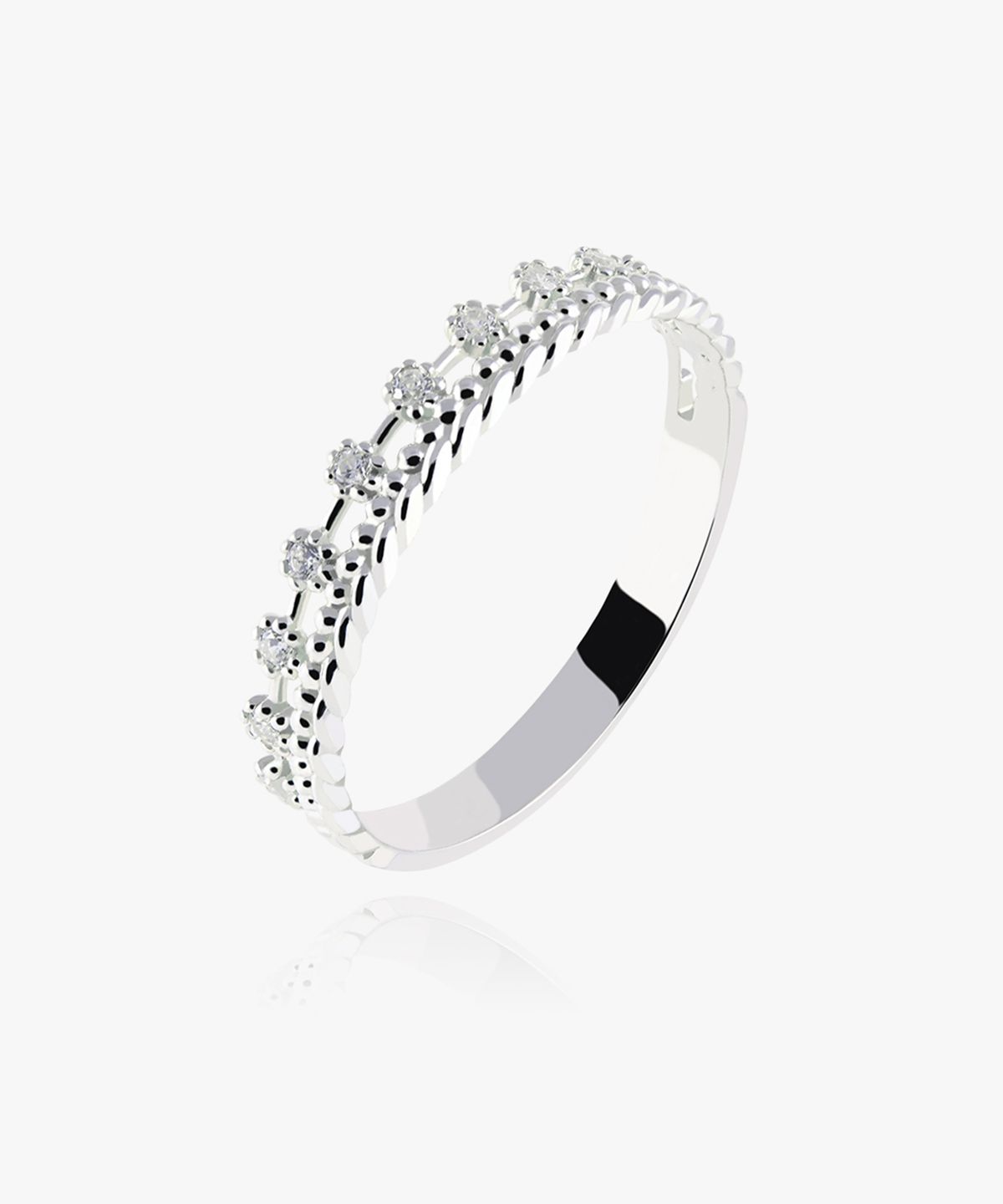 엘렌쥬얼리(HELENE JEWELRY) 925 실버 슬림 크라운 큐빅 왕관 미스 링 은 반지