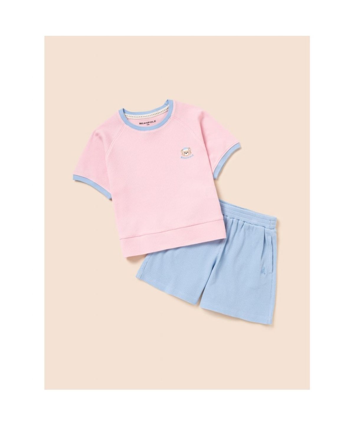 빈폴 키즈(BEANPOLE KIDS) 여아 달이 포인트 와플 상하 세트 - 라이트 핑크 (BI6342G04Y)