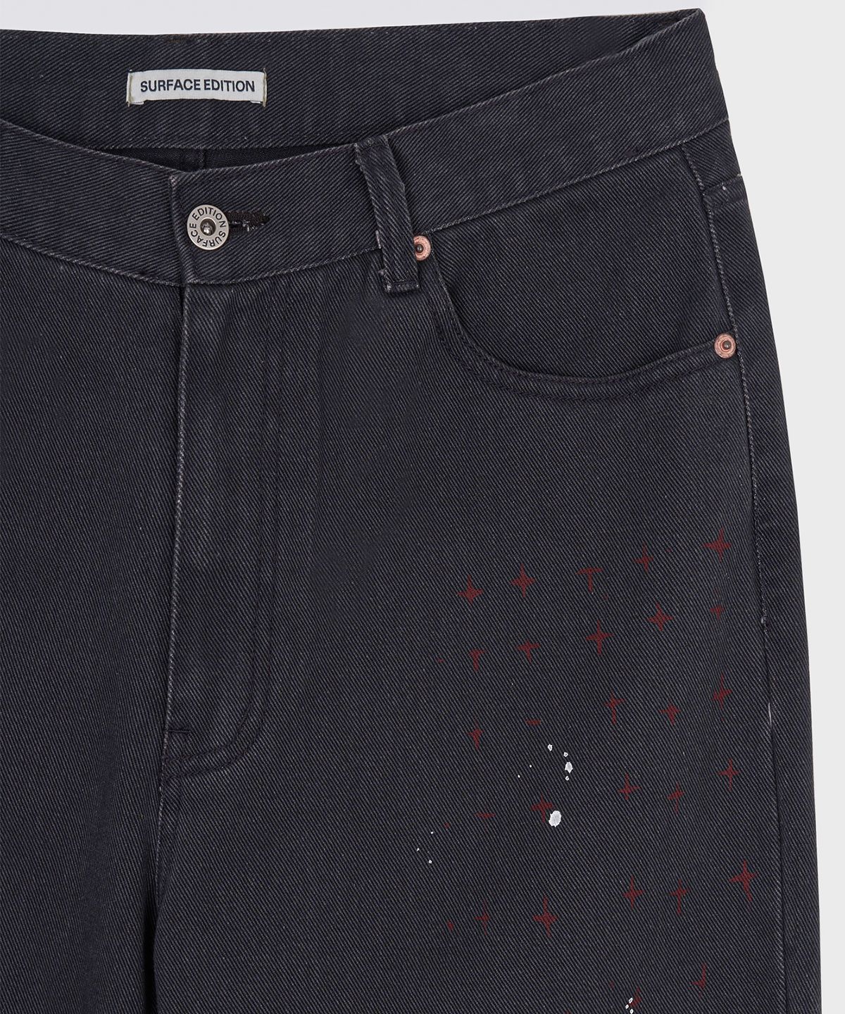 서피스에디션(SURFACE EDITION) PAINT SPLATTER COTTON TWILL PANTS BLACK
