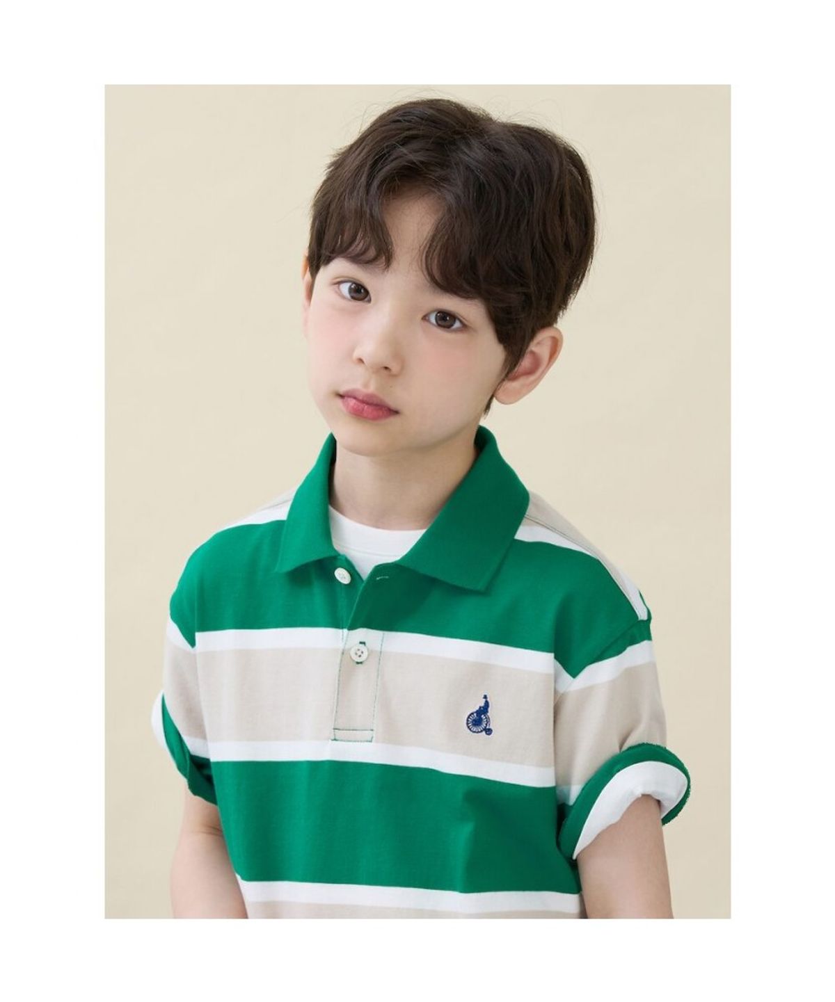 빈폴 키즈(BEANPOLE KIDS) 빅 멀티 스트라이프 칼라 티셔츠 - 그린 (BI6342U09M)