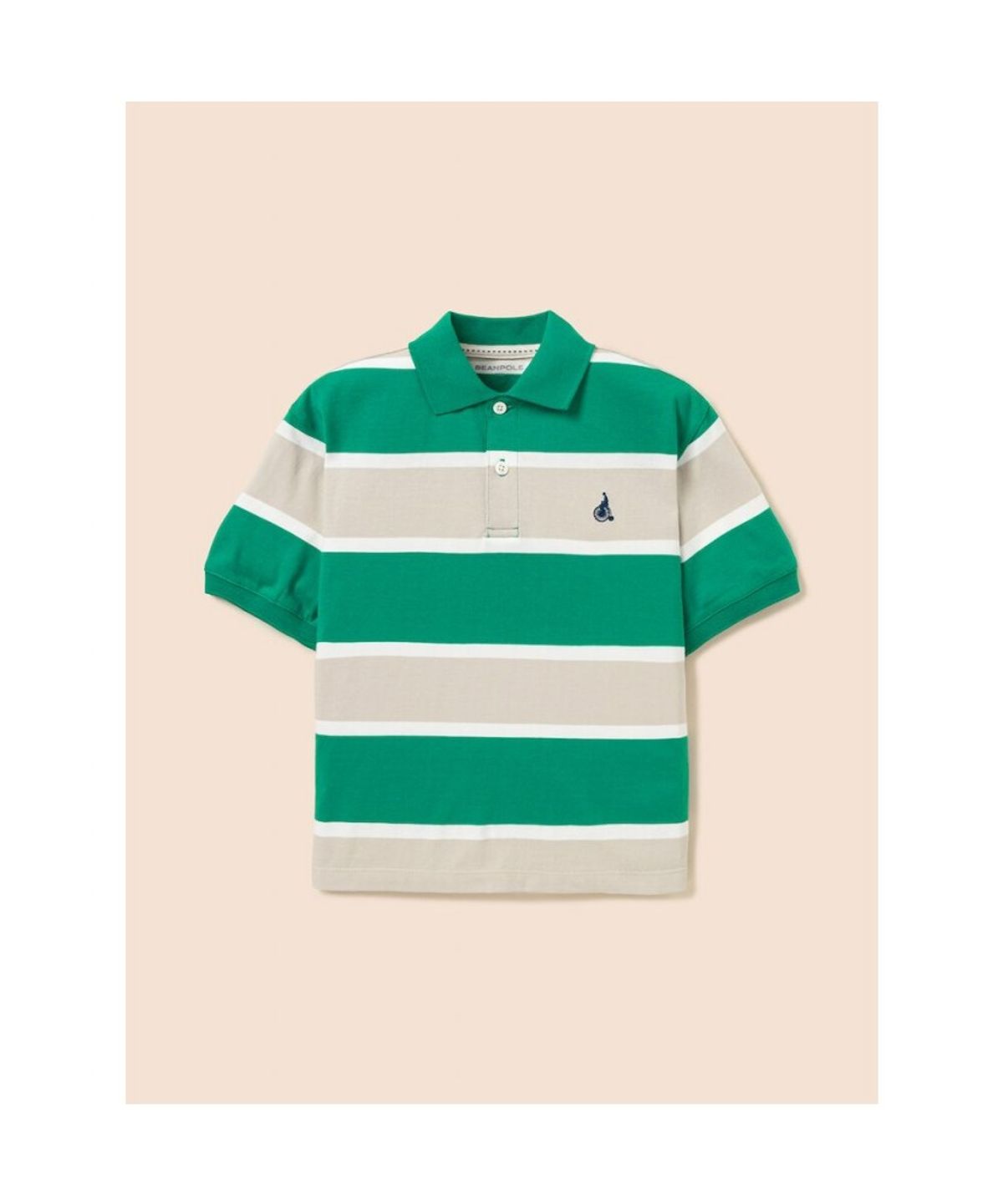 빈폴 키즈(BEANPOLE KIDS) 빅 멀티 스트라이프 칼라 티셔츠 - 그린 (BI6342U09M)