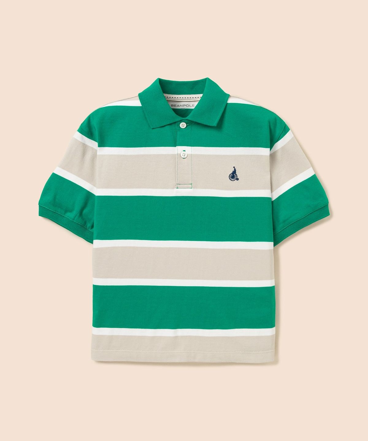 빈폴 키즈(BEANPOLE KIDS) 빅 멀티 스트라이프 칼라 티셔츠 - 그린 (BI6342U09M)