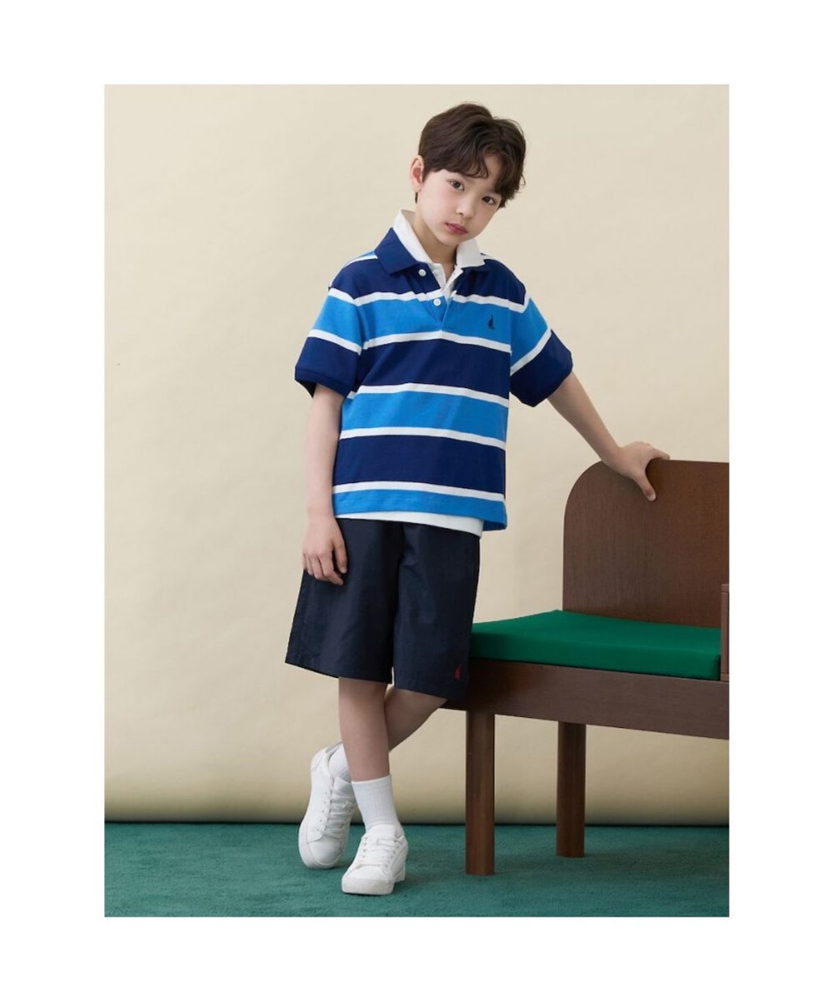 빈폴 키즈(BEANPOLE KIDS) 빅 멀티 스트라이프 칼라 티셔츠 - 네이비 (BI6342U09R)