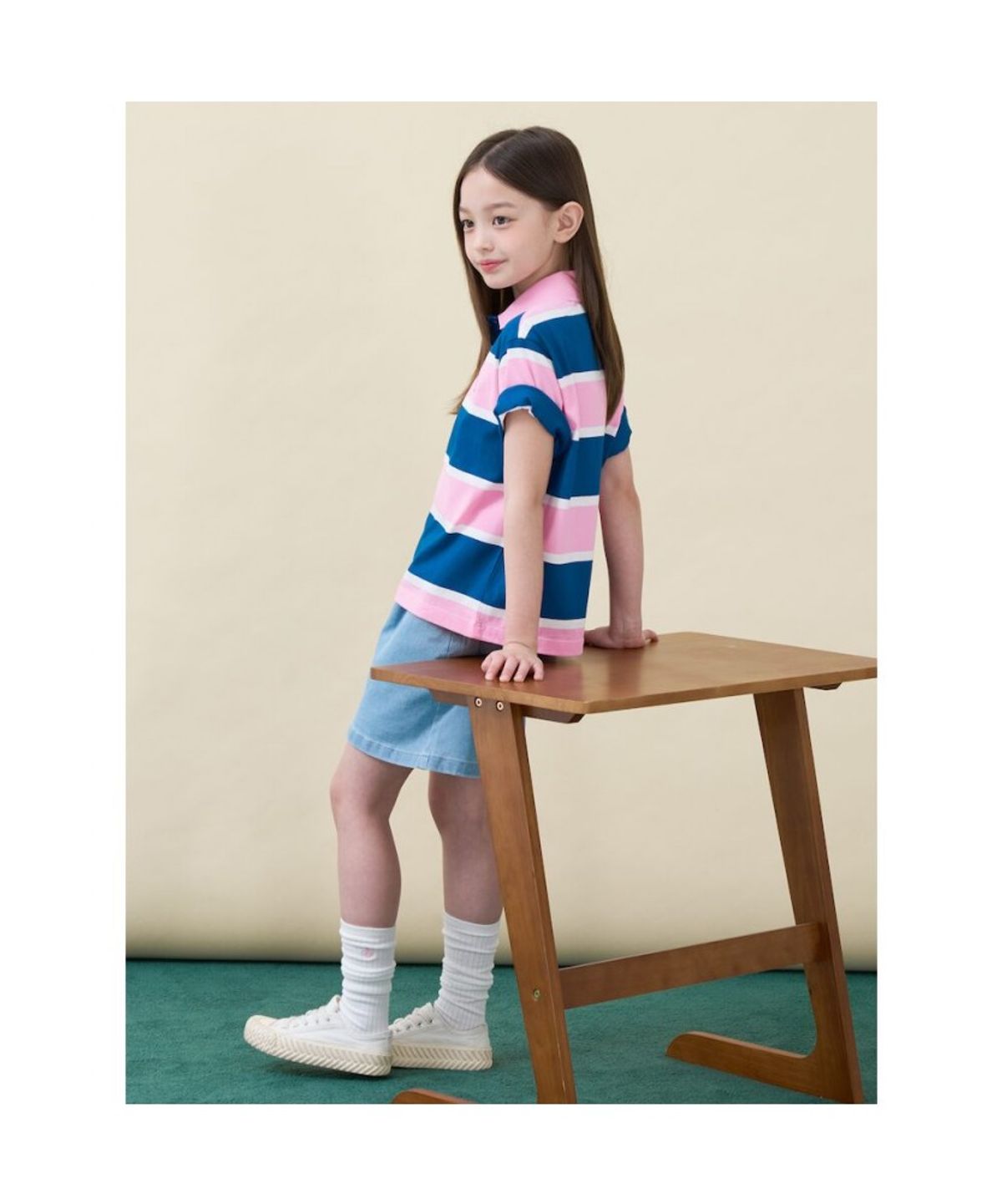 빈폴 키즈(BEANPOLE KIDS) 빅 멀티 스트라이프 칼라 티셔츠 - 라이트 핑크 (BI6342U09Y)