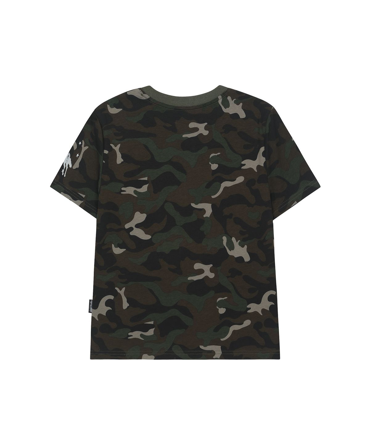 오드스튜디오(ODDSTUDIO) 빈티지 크랙 타이포 레귤러핏 티셔츠 - CAMO