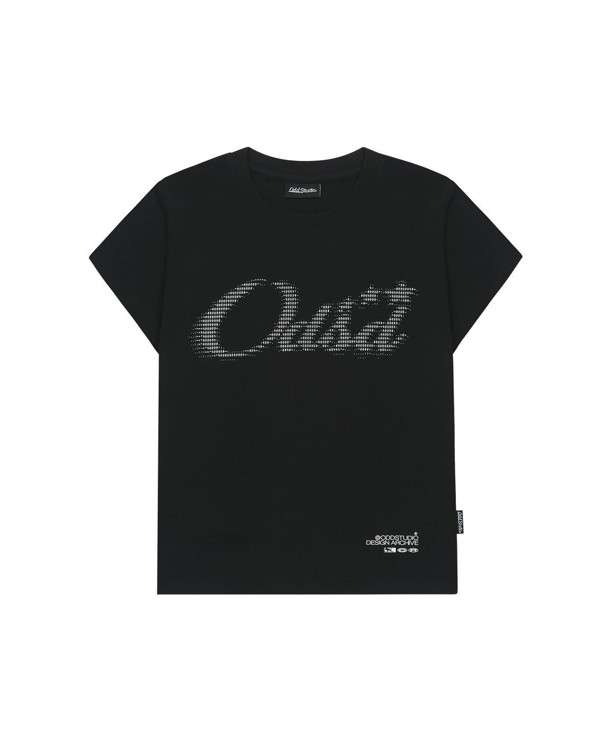오드스튜디오(ODDSTUDIO) Odsd 아스키 캡소매 티셔츠 - BLACK