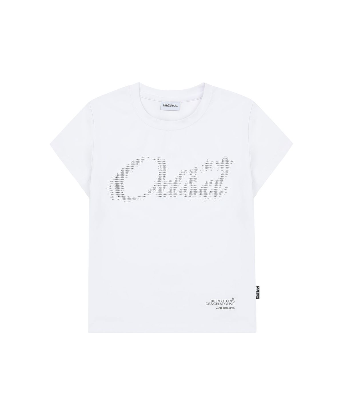 오드스튜디오(ODDSTUDIO) Odsd 아스키 캡소매 티셔츠 - WHITE