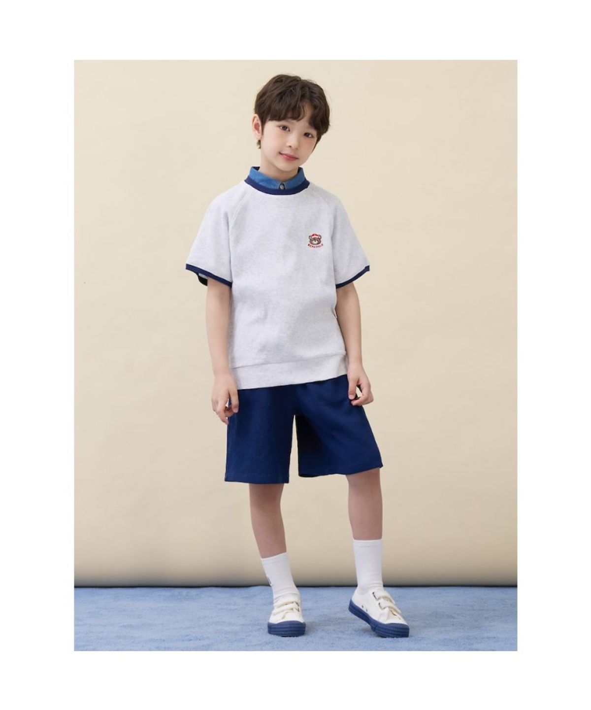 빈폴 키즈(BEANPOLE KIDS) 곰돌이 달이 포인트 와플 반소매 상하세트  라이트 그레이 (BI6342U082)