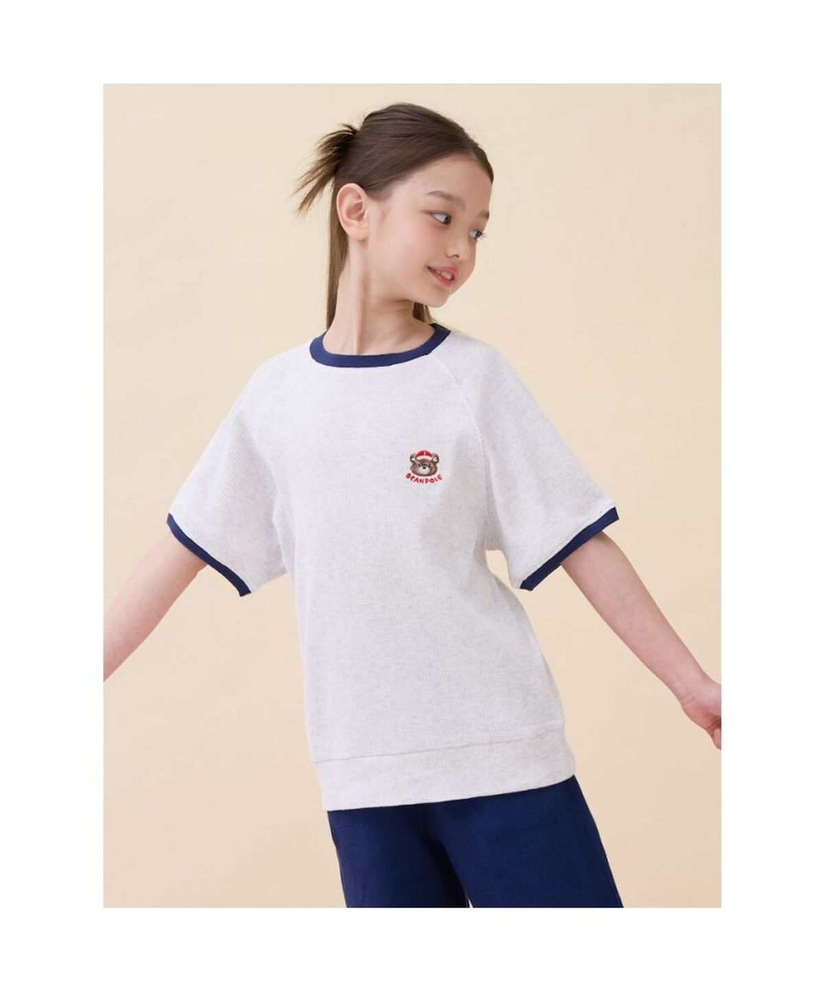빈폴 키즈(BEANPOLE KIDS) 곰돌이 달이 포인트 와플 반소매 상하세트  라이트 그레이 (BI6342U082)