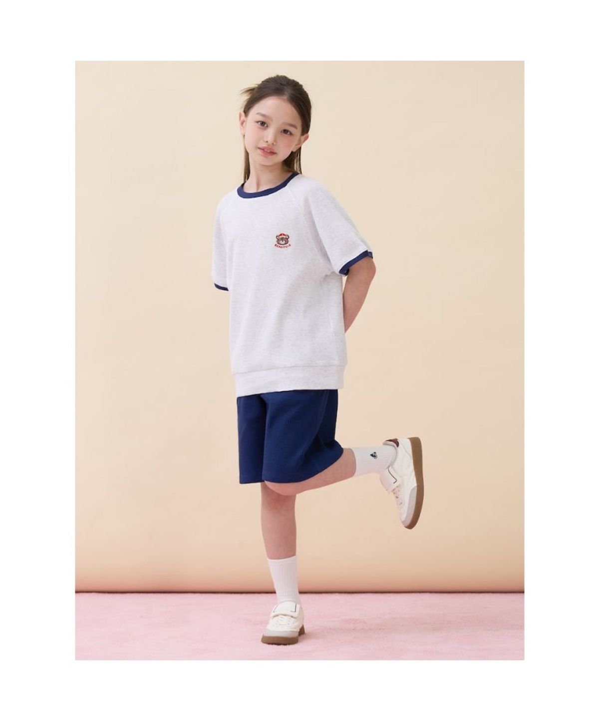 빈폴 키즈(BEANPOLE KIDS) 곰돌이 달이 포인트 와플 반소매 상하세트  라이트 그레이 (BI6342U082)