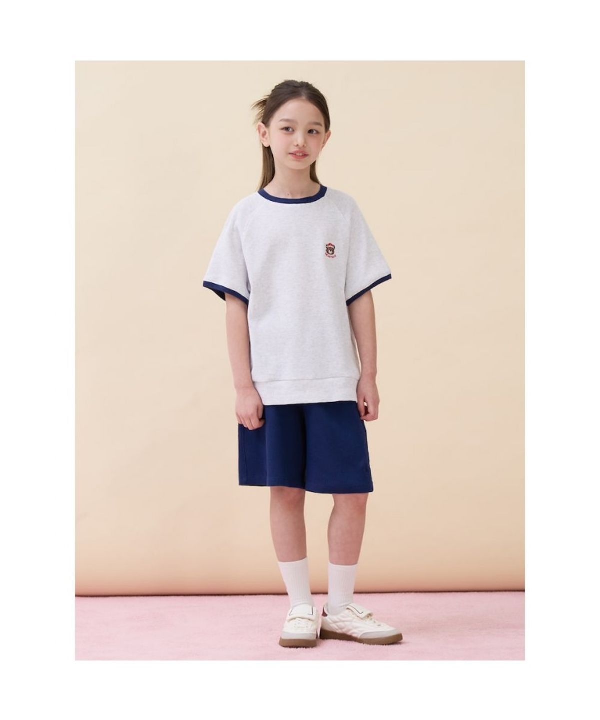 빈폴 키즈(BEANPOLE KIDS) 곰돌이 달이 포인트 와플 반소매 상하세트  라이트 그레이 (BI6342U082)