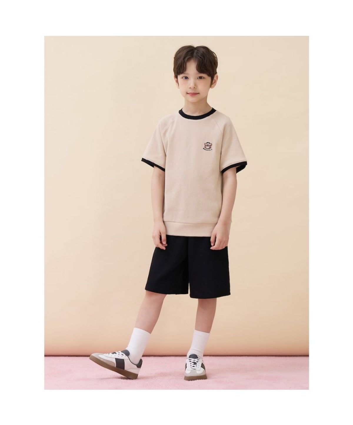 빈폴 키즈(BEANPOLE KIDS) 곰돌이 달이 포인트 와플 반소매 상하세트  베이지 (BI6342U08A)