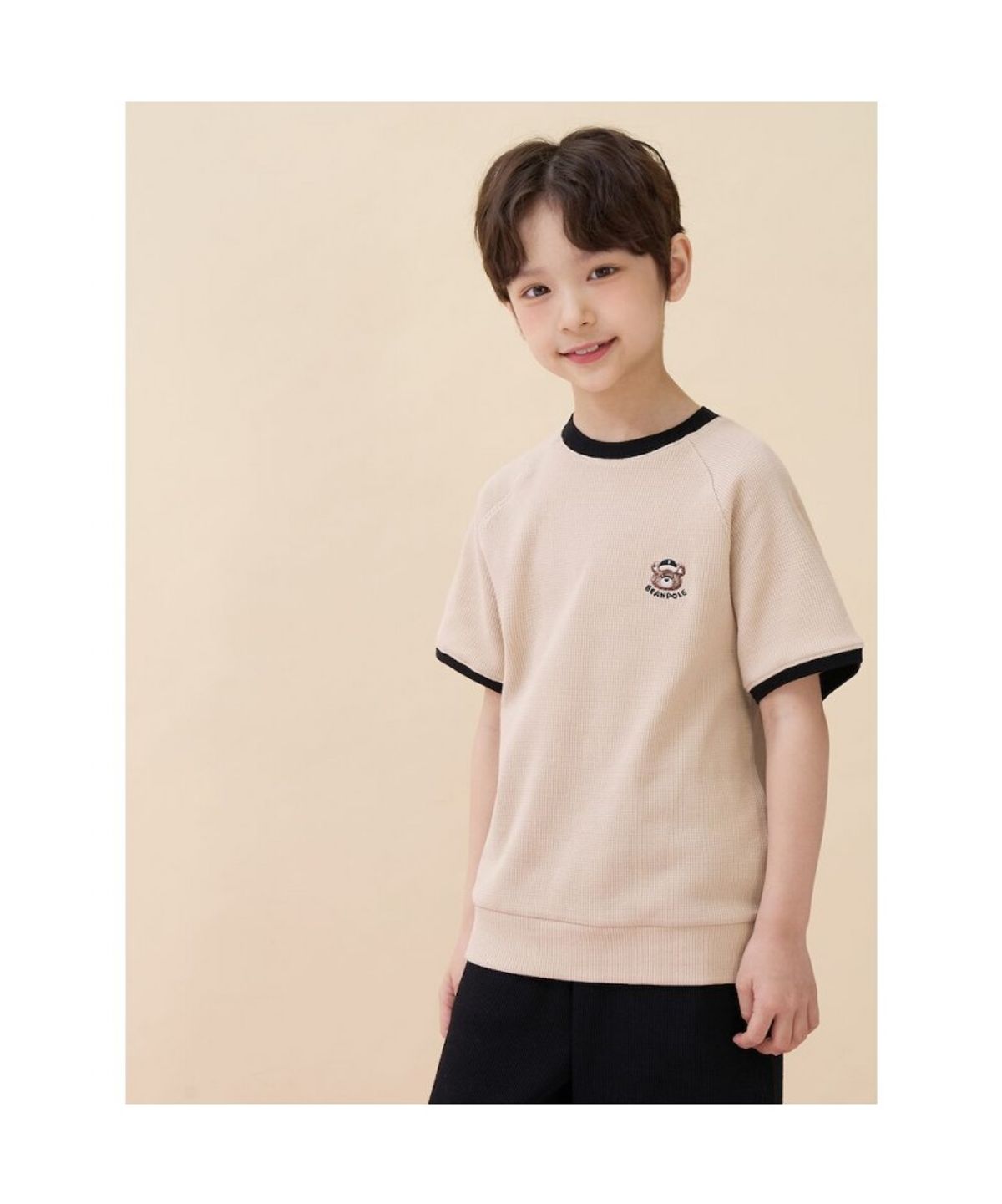 빈폴 키즈(BEANPOLE KIDS) 곰돌이 달이 포인트 와플 반소매 상하세트  베이지 (BI6342U08A)