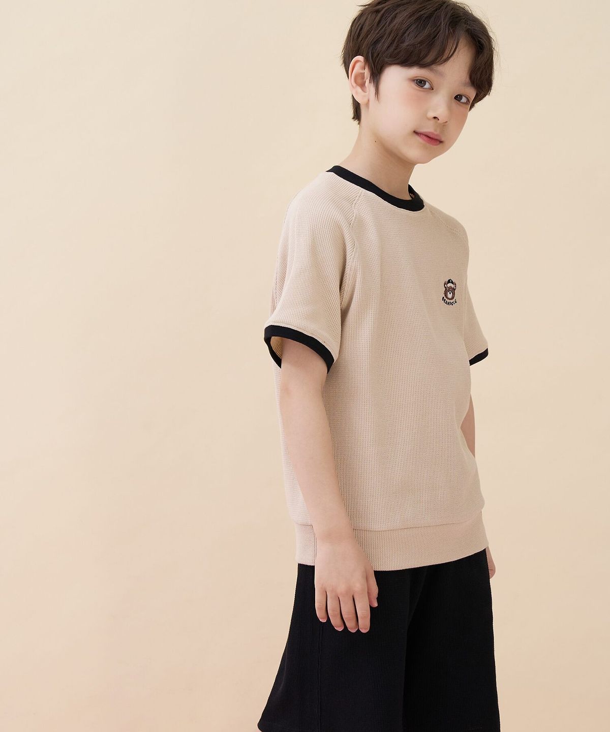 빈폴 키즈(BEANPOLE KIDS) 곰돌이 달이 포인트 와플 반소매 상하세트  베이지 (BI6342U08A)