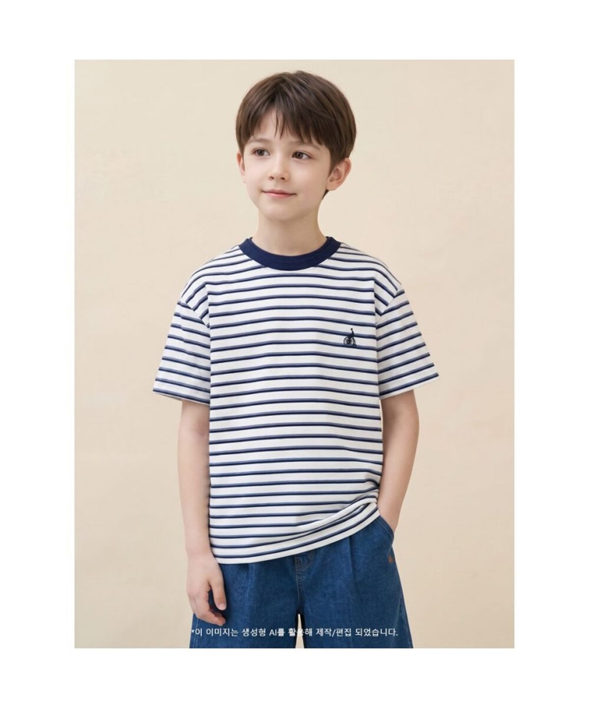빈폴 키즈(BEANPOLE KIDS) 멀티 스트라이프 반소매 티셔츠  블루 (BI6342U10P)