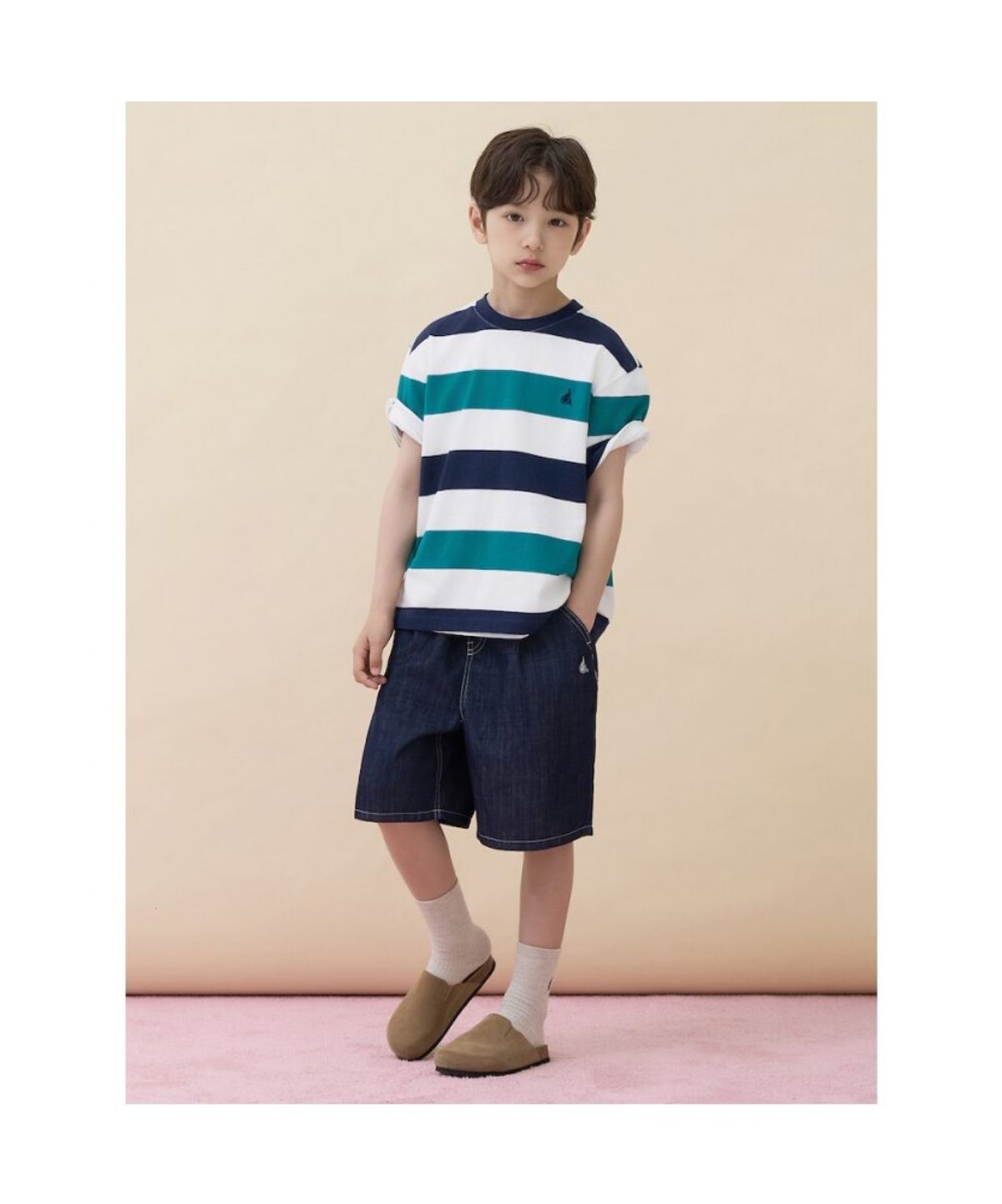 빈폴 키즈(BEANPOLE KIDS) 빅 멀티 스트라이프 티셔츠  블루 (BI6342U16P)