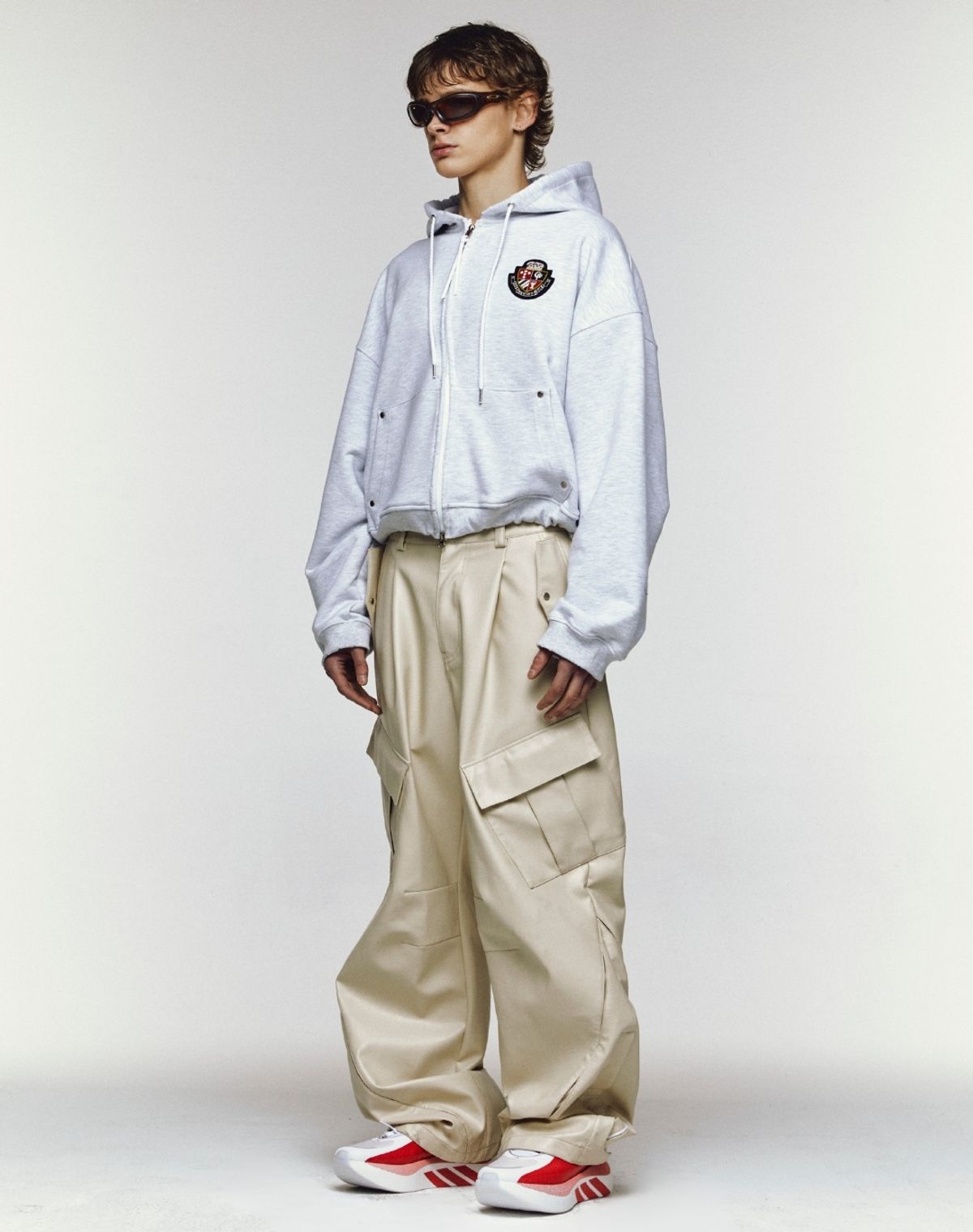 오디너리피플(ORDINARY PEOPLE) RE : New Destroy Crop Hood Zip-Up [MELANGE]