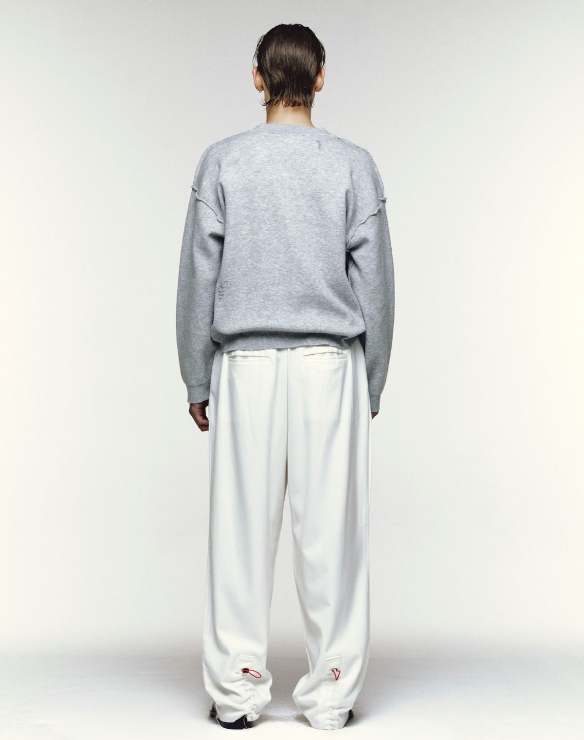 오디너리피플(ORDINARY PEOPLE) RE : HANDMADE CREST DISTRESSED CARDIGAN [Light Gray]