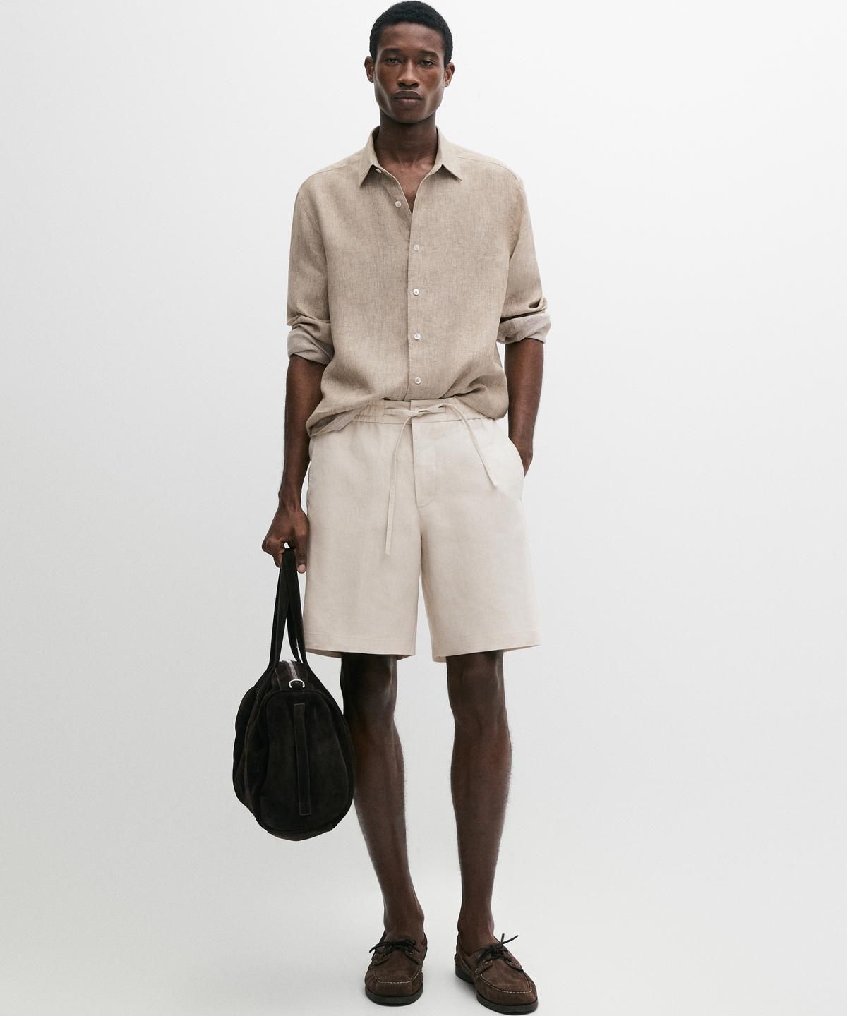 마시모두띠(MASSIMO DUTTI) 100% 린넨 버뮤다 쇼츠