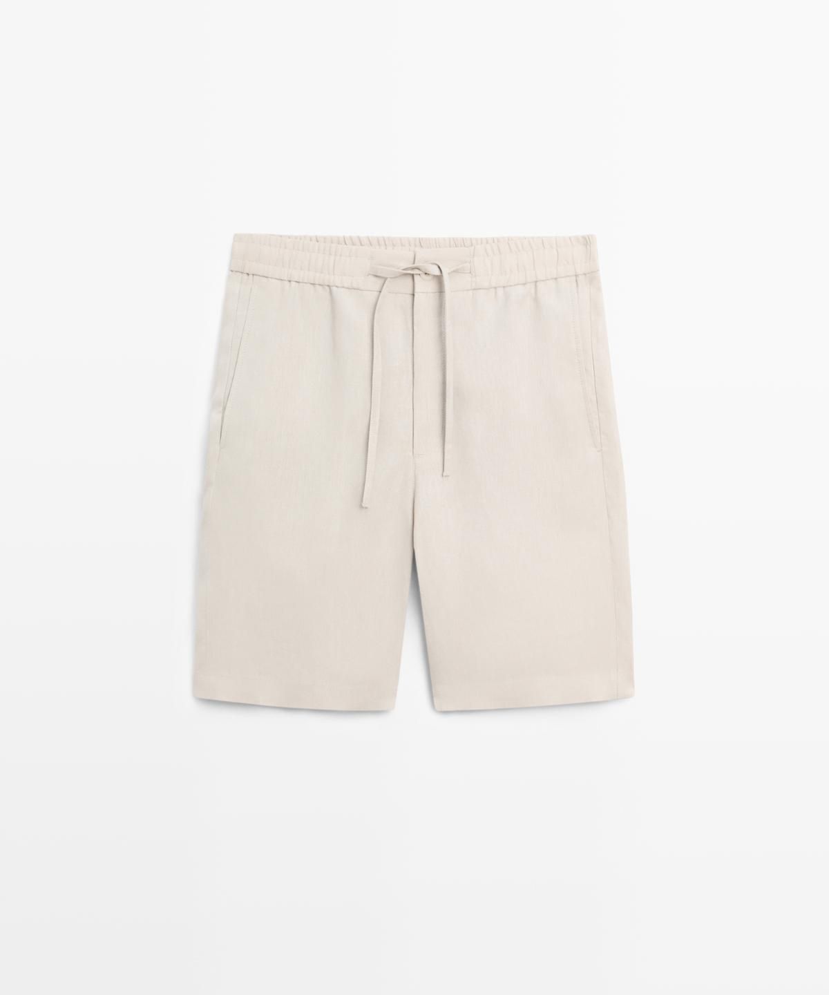 마시모두띠(MASSIMO DUTTI) 100% 린넨 버뮤다 쇼츠