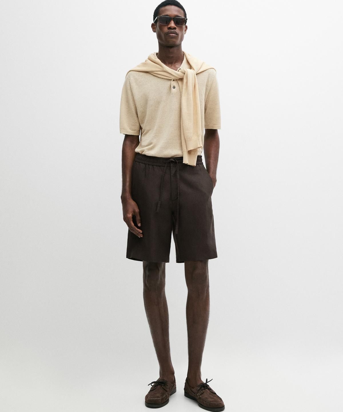마시모두띠(MASSIMO DUTTI) 100% 린넨 버뮤다 쇼츠
