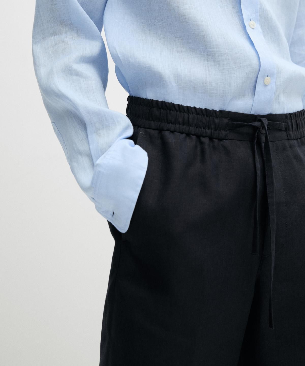 마시모두띠(MASSIMO DUTTI) 100% 린넨 버뮤다 쇼츠