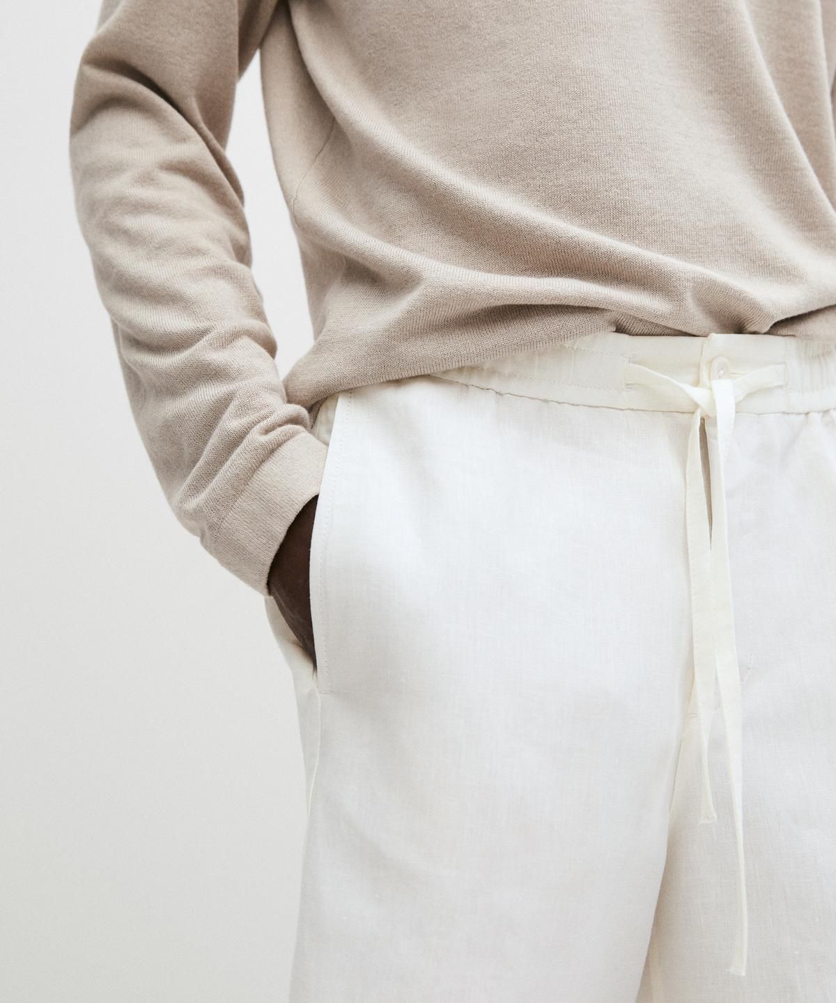 마시모두띠(MASSIMO DUTTI) 100% 린넨 버뮤다 쇼츠