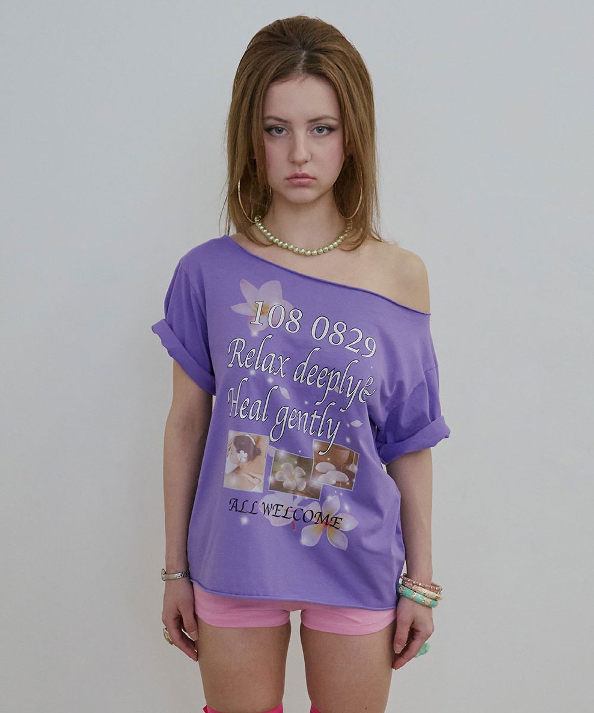 스컬프터(SCULPTOR) Healing Off-Shoulder Tee Purple