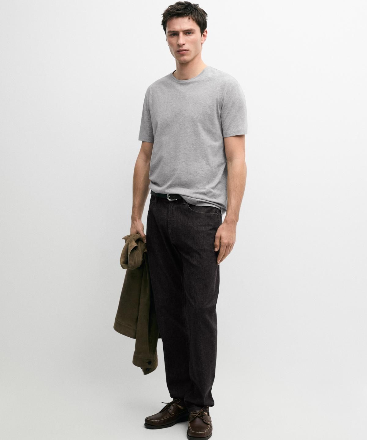 마시모두띠(MASSIMO DUTTI) 코튼 블렌드 반팔 티셔츠