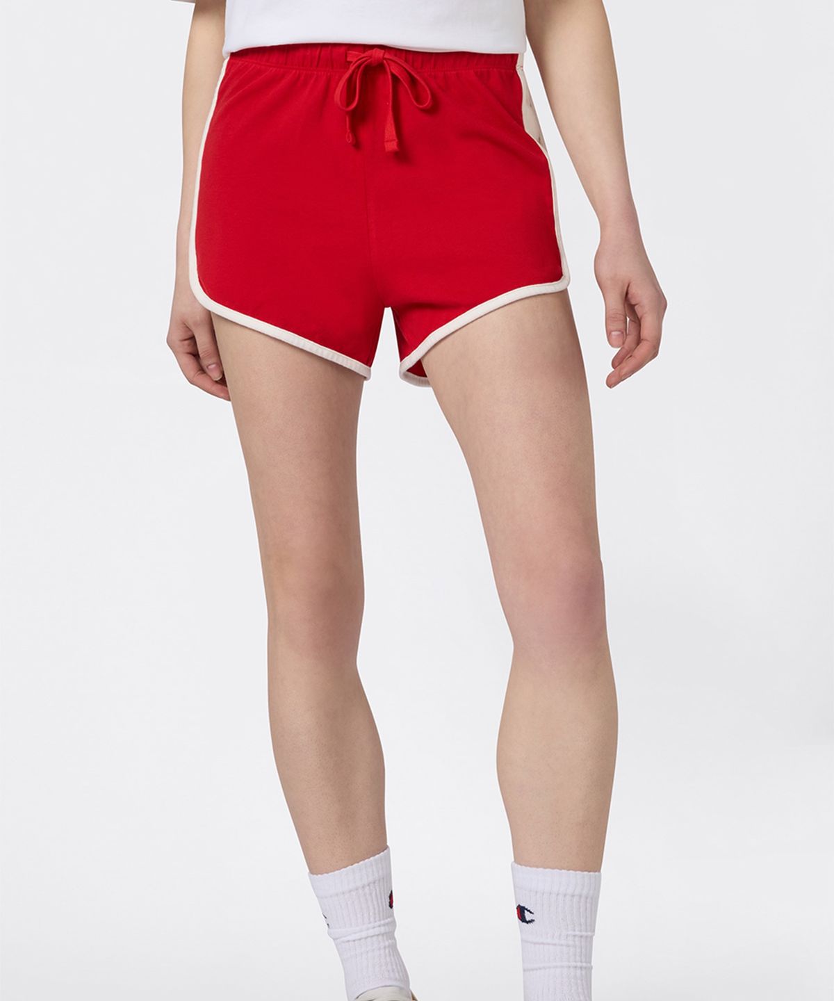 챔피온(CHAMPION) 여성 배색 돌핀 쇼츠 Red