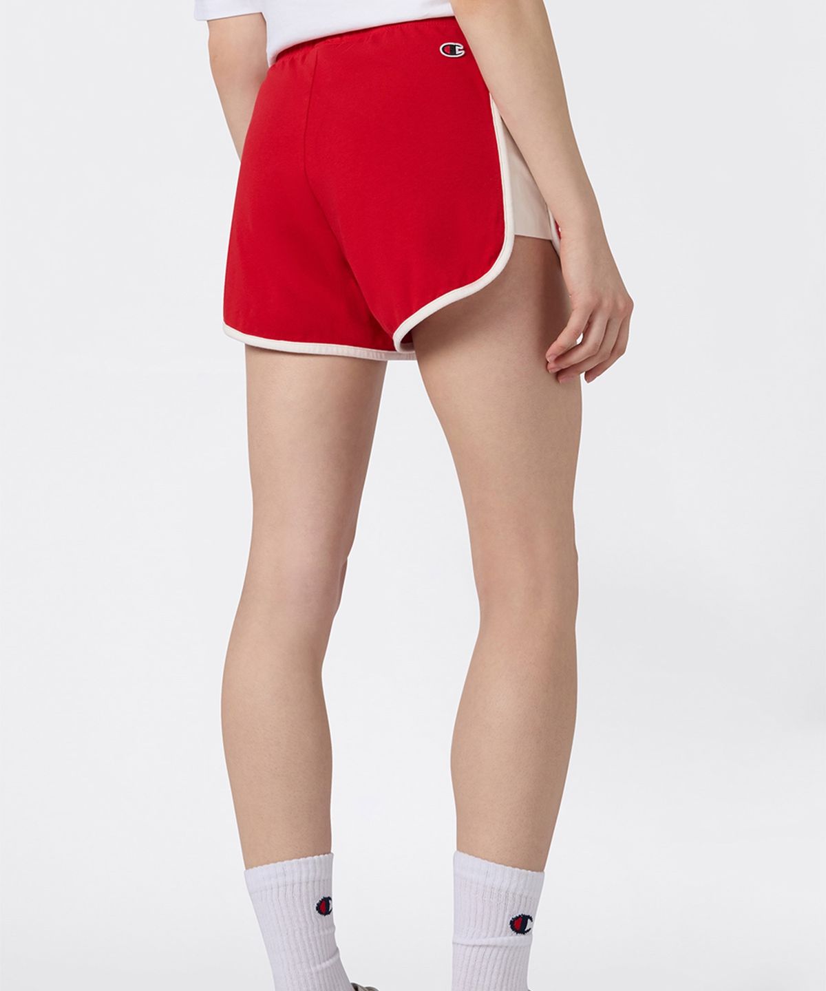 챔피온(CHAMPION) 여성 배색 돌핀 쇼츠 Red
