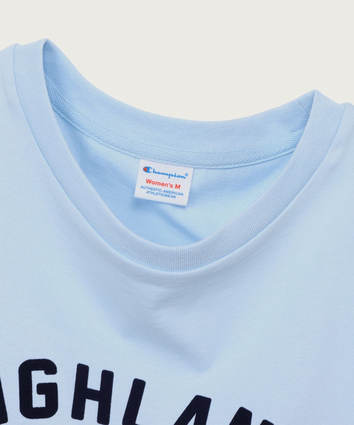 챔피온(CHAMPION) 여성 뉴욕 레터링 반팔 티셔츠 Light Blue