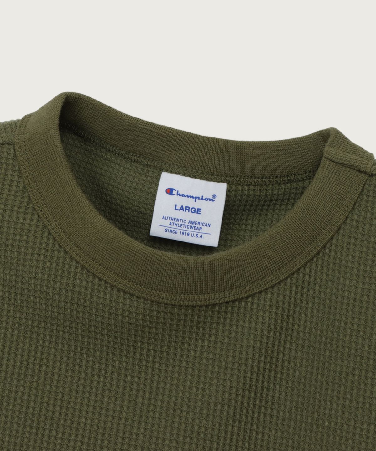 챔피온(CHAMPION) 베이직 그래픽 와플 티셔츠 Olive