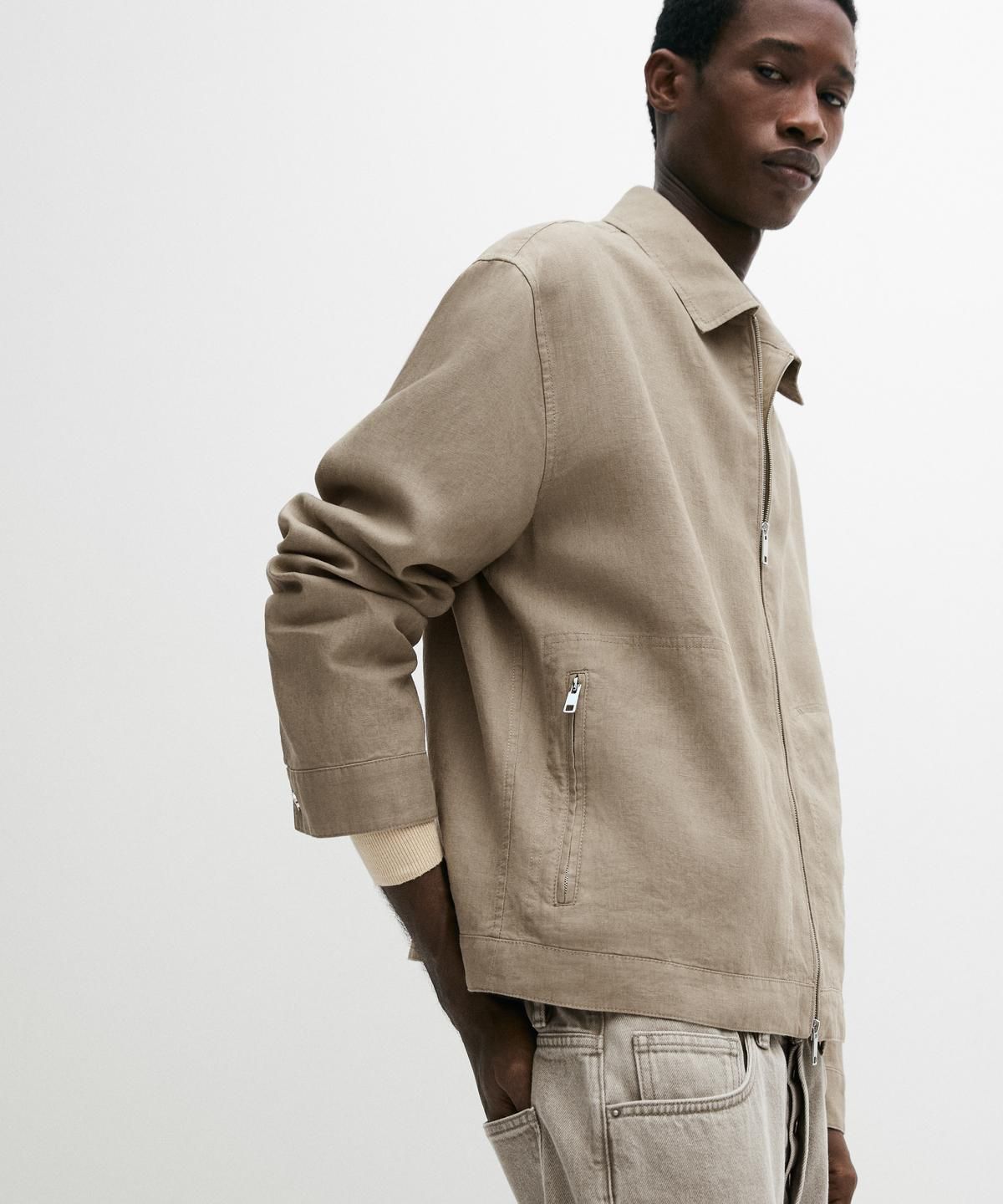 마시모두띠(MASSIMO DUTTI) 넥 디테일 100% 린넨 자켓