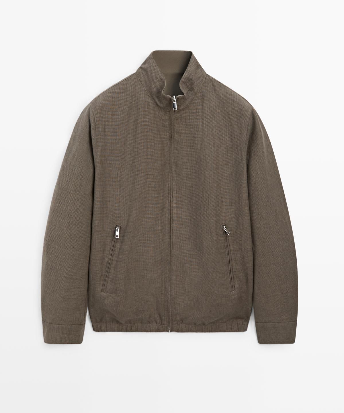 마시모두띠(MASSIMO DUTTI) 리버서블 린넨 블렌드 숏 재킷