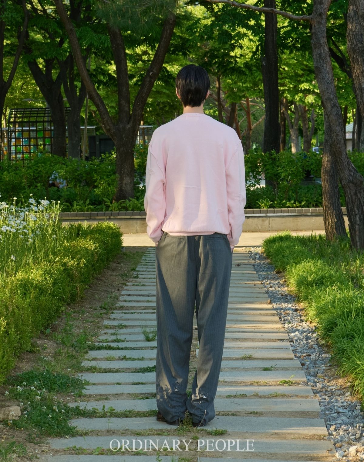오디너리피플(ORDINARY PEOPLE) RE : HANDMADE CREST DISTRESSED ROUND KNIT [PINK]
