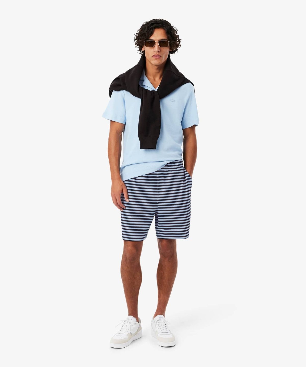 라코스테(LACOSTE) 남성 가로 스트라이프 포플린 쇼츠 GH2198-56G 4I3