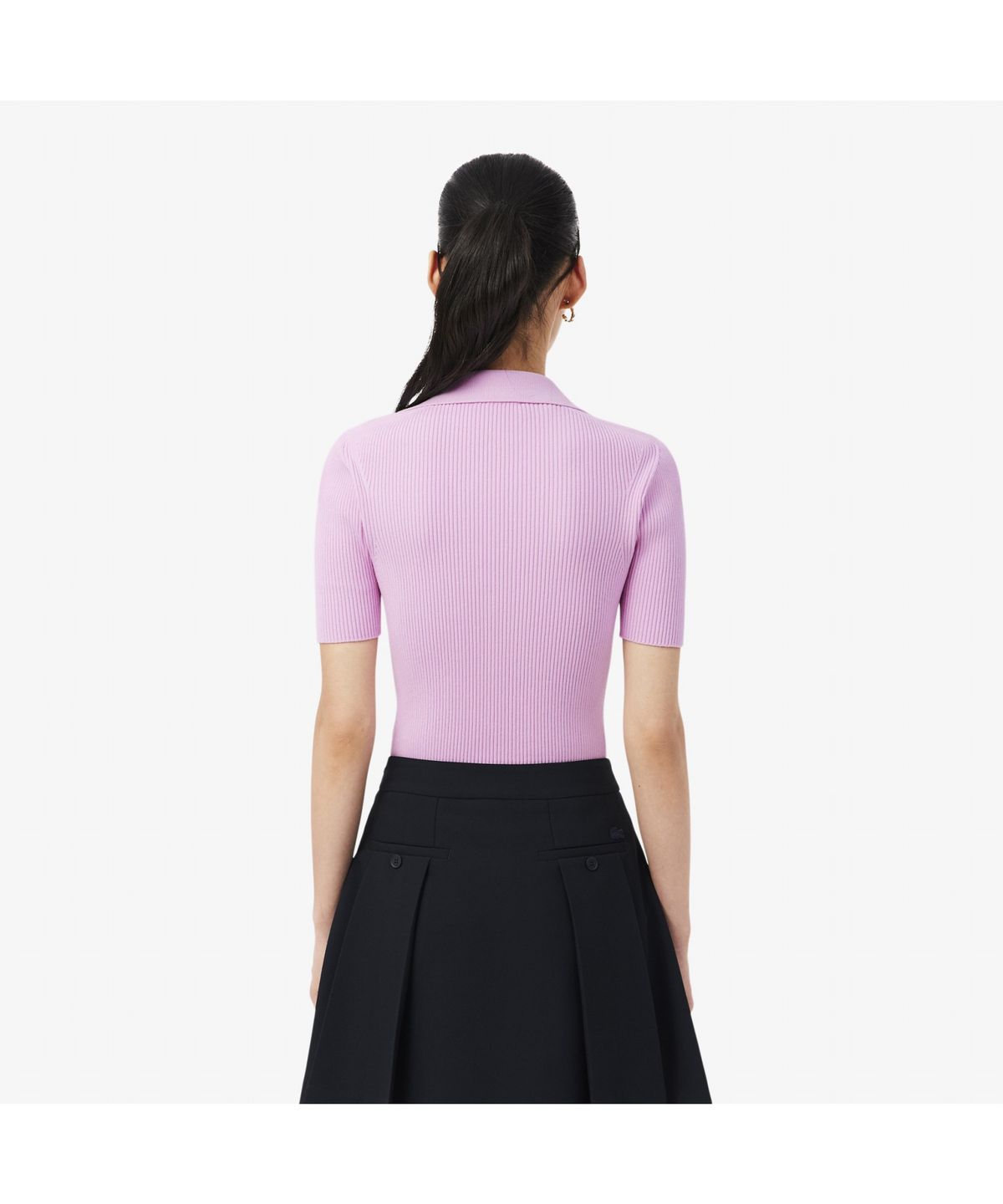 라코스테(LACOSTE) 여성 3D 립조직 오픈카라 스웨터 AF9874-56G Z4H