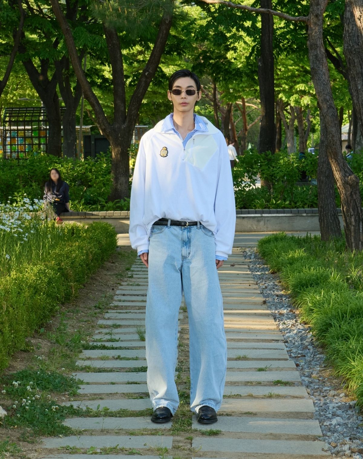 오디너리피플(ORDINARY PEOPLE) RE : Athletic Panel High-neck Half Zip [WHITE]