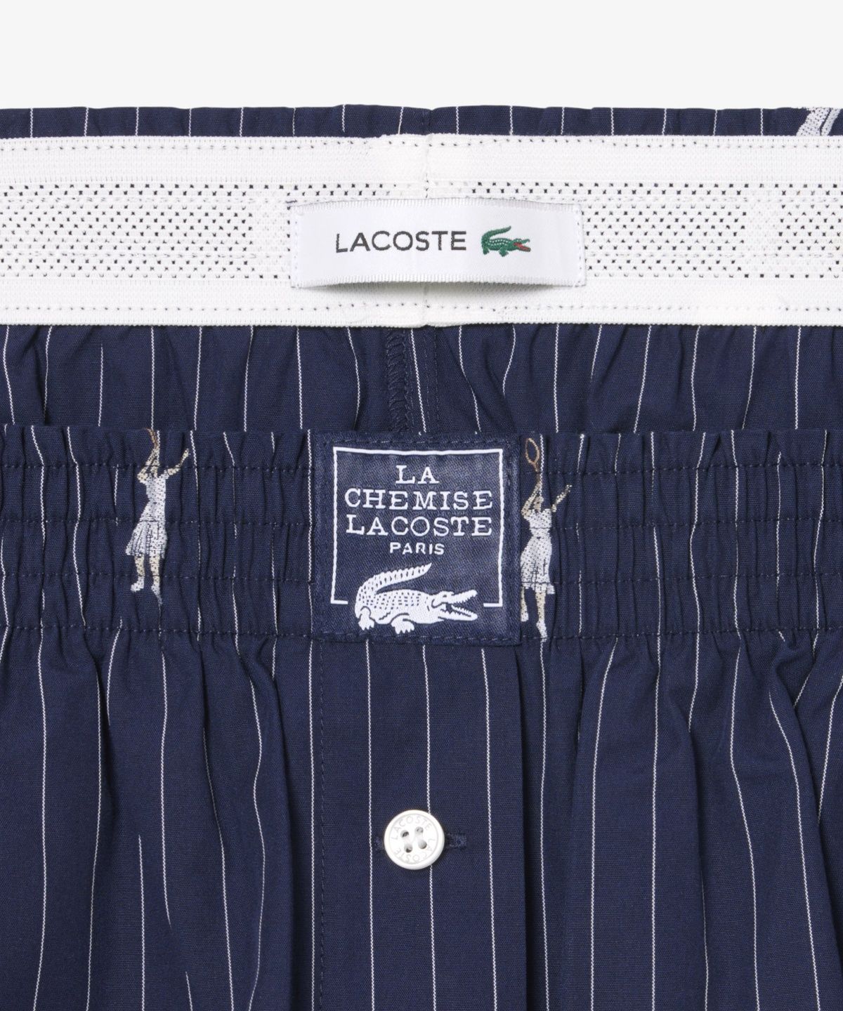 라코스테(LACOSTE) 여성 자수 포인트 스트라이프 쇼츠 FF1034-56G 525