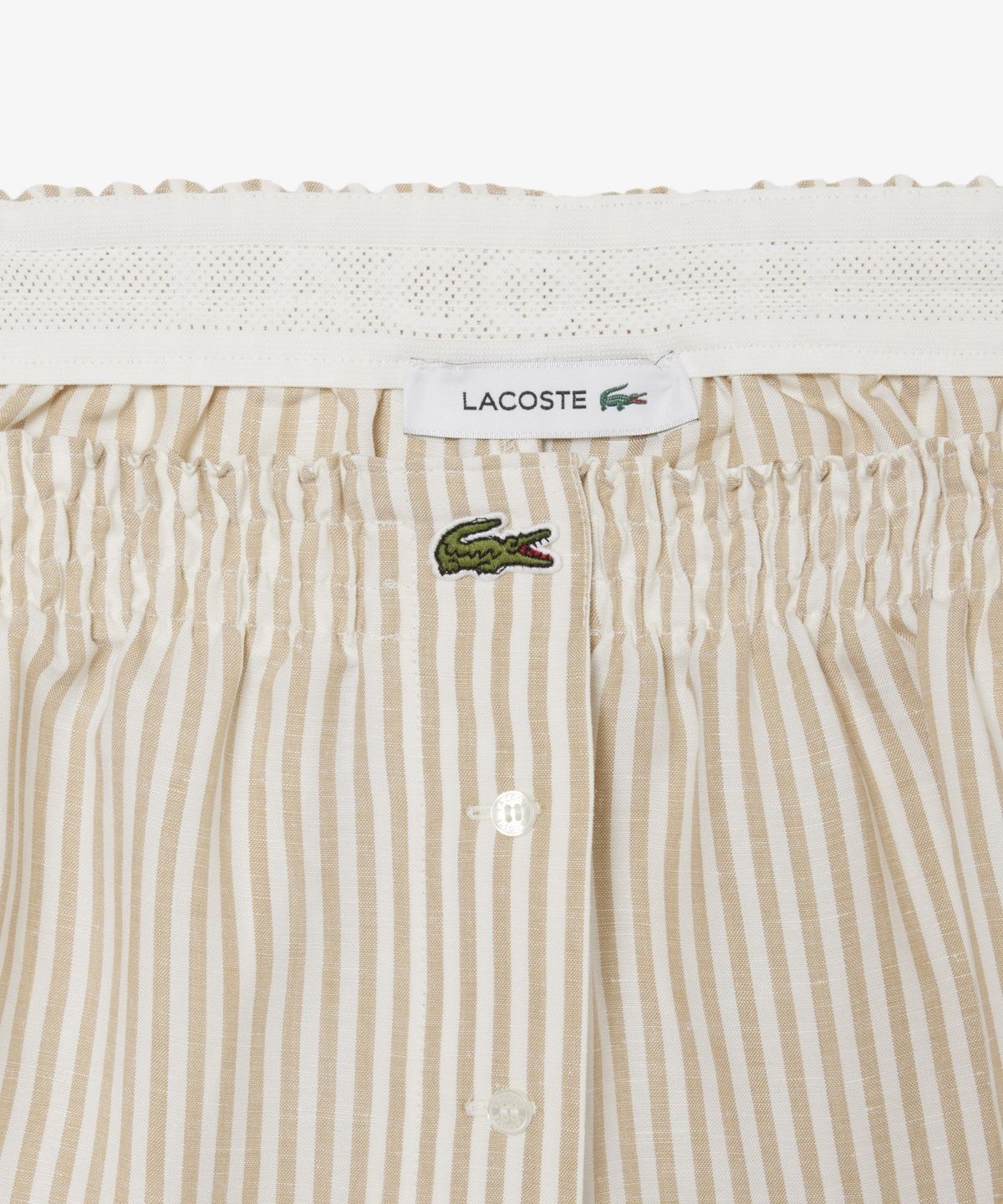 라코스테(LACOSTE) 여성 린넨 스트라이프 쇼츠 FF1428-56G 8GI