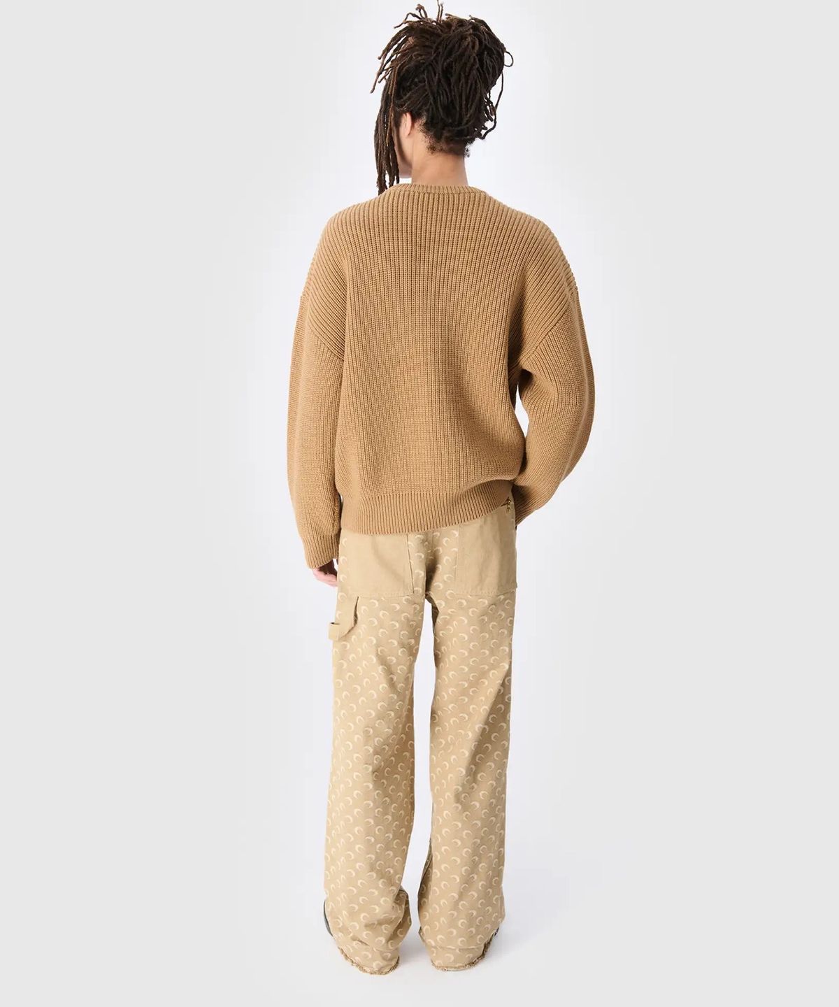 마린 세르(MARINE SERRE) (U) MS 하프 카디건 니트 크루넥 스웨터 카멜 MS HALF CARDIGAN KNIT CREWNECK SWEATER CAMEL