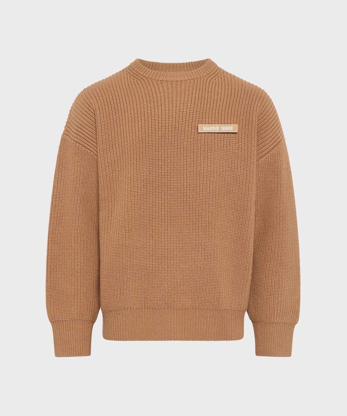 마린 세르(MARINE SERRE) (U) MS 하프 카디건 니트 크루넥 스웨터 카멜 MS HALF CARDIGAN KNIT CREWNECK SWEATER CAMEL