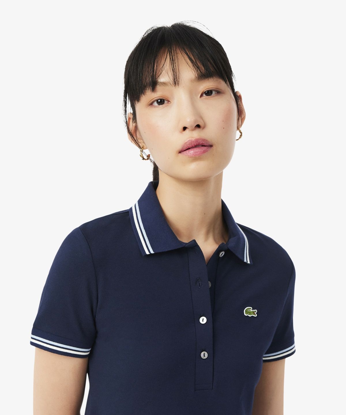 라코스테(LACOSTE) 여성 티핑 디테일 폴로 드레스 EF5288-56G 3UI