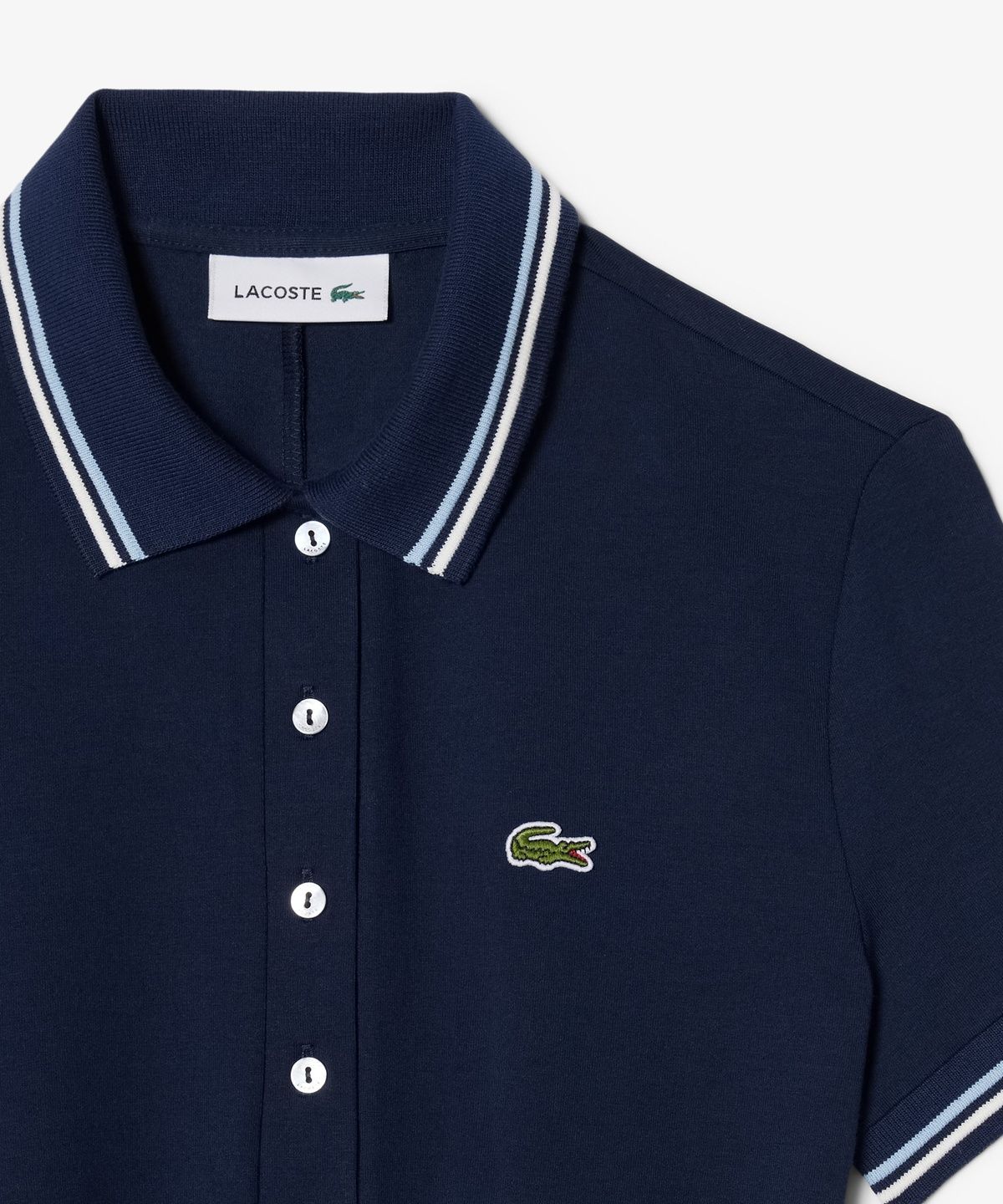 라코스테(LACOSTE) 여성 티핑 디테일 폴로 드레스 EF5288-56G 3UI