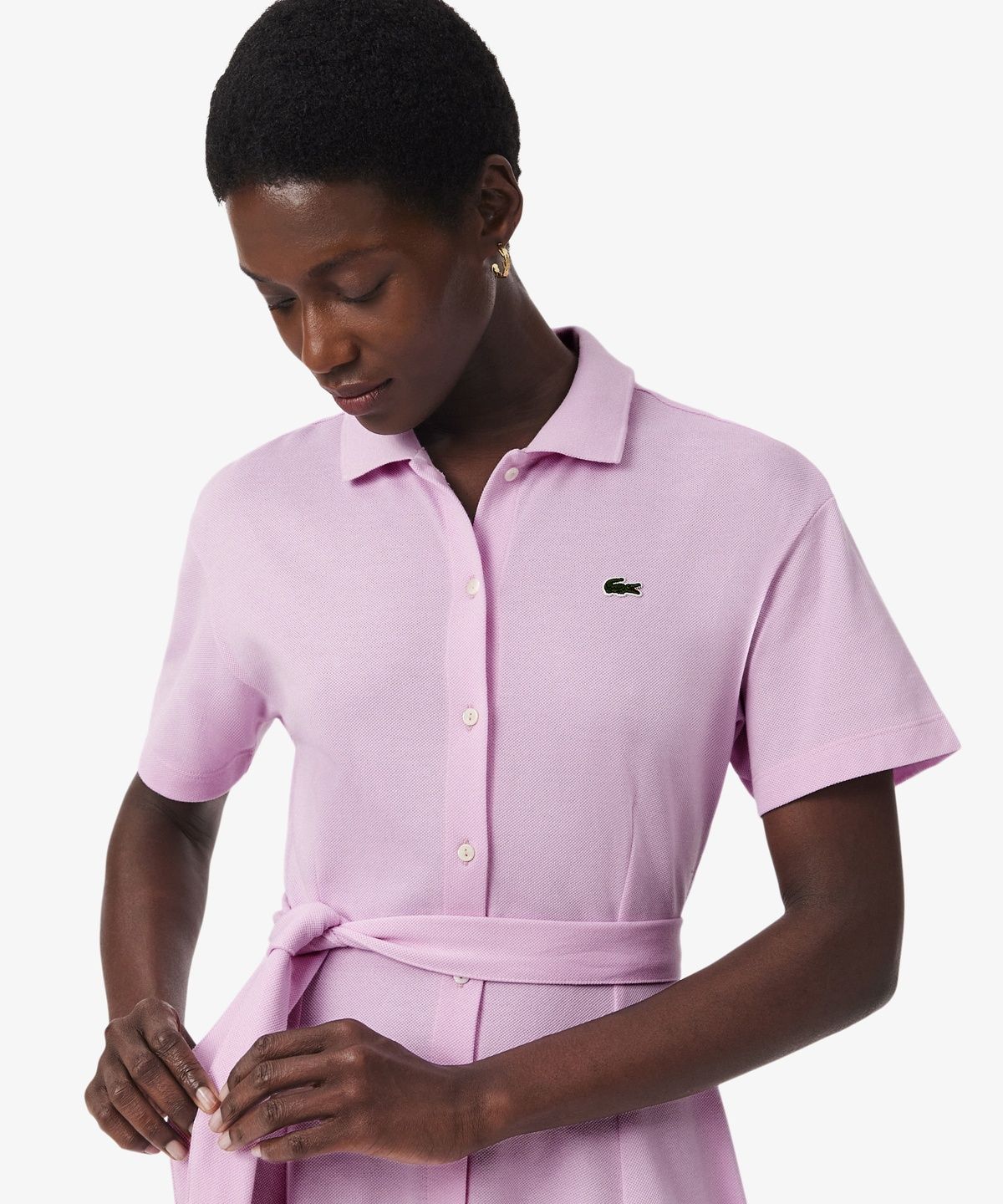 라코스테(LACOSTE) 여성 핏앤플레어 벨티드 폴로 드레스 EF9621-56G Z4H