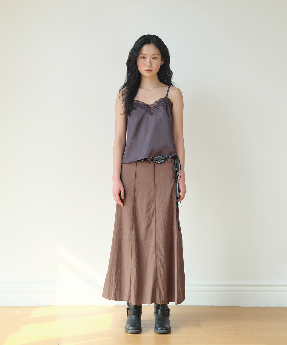 홈바디띵즈(HOMEBODY THINGS) Satin Lace Bustier (CHARCOAL)