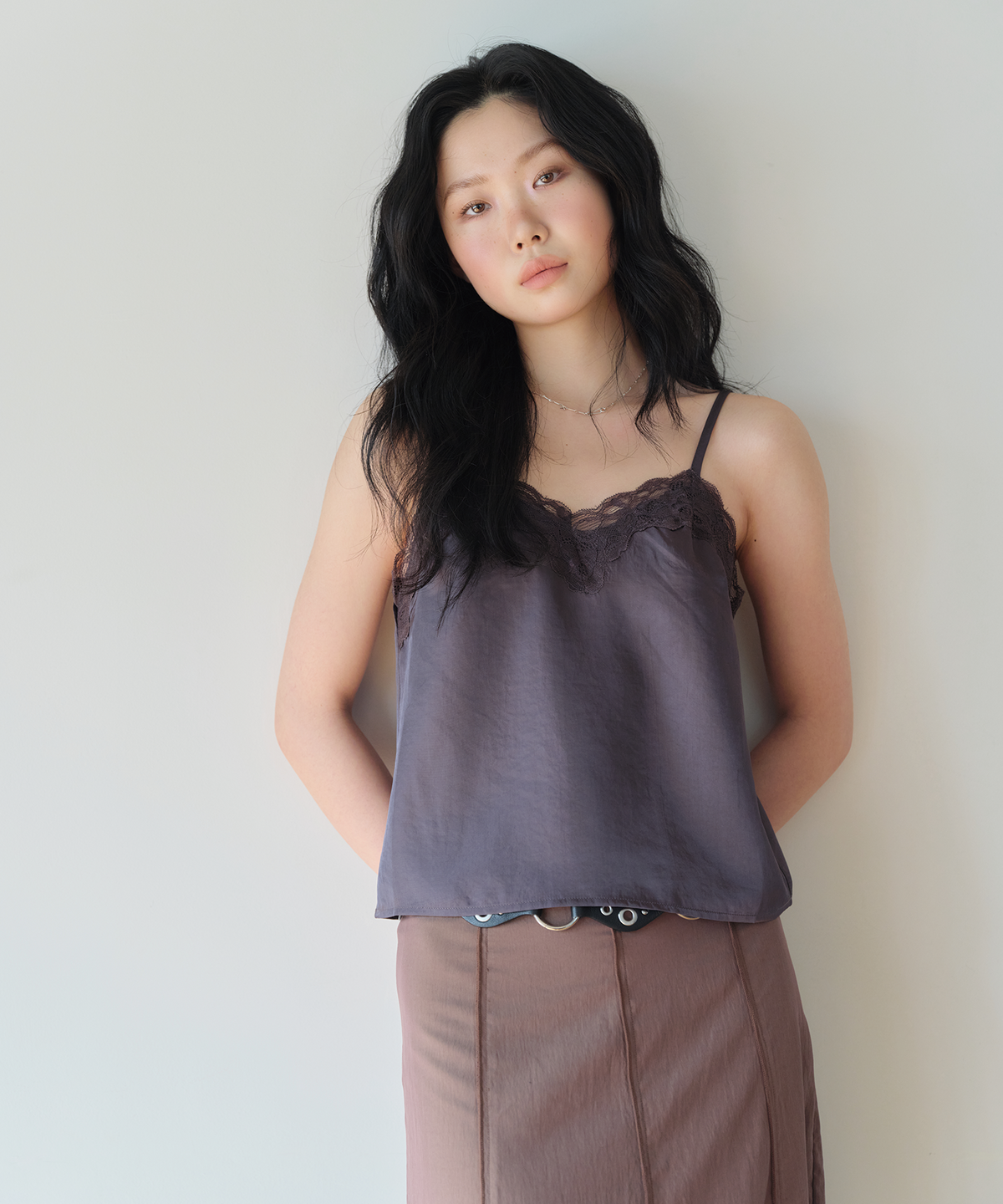 홈바디띵즈(HOMEBODY THINGS) Satin Lace Bustier (CHARCOAL)